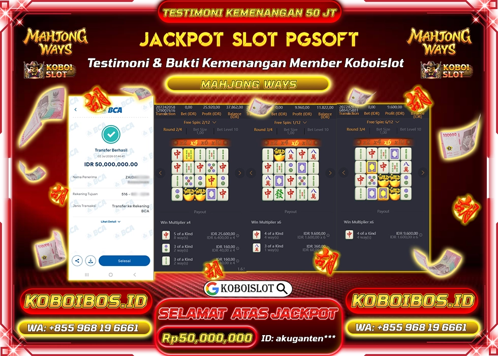 BUKTI KEMENANGAN Id akuganten*** SLOT GACOR MAHJONG WAYS 1 Rp50.000.000,- LUNAS